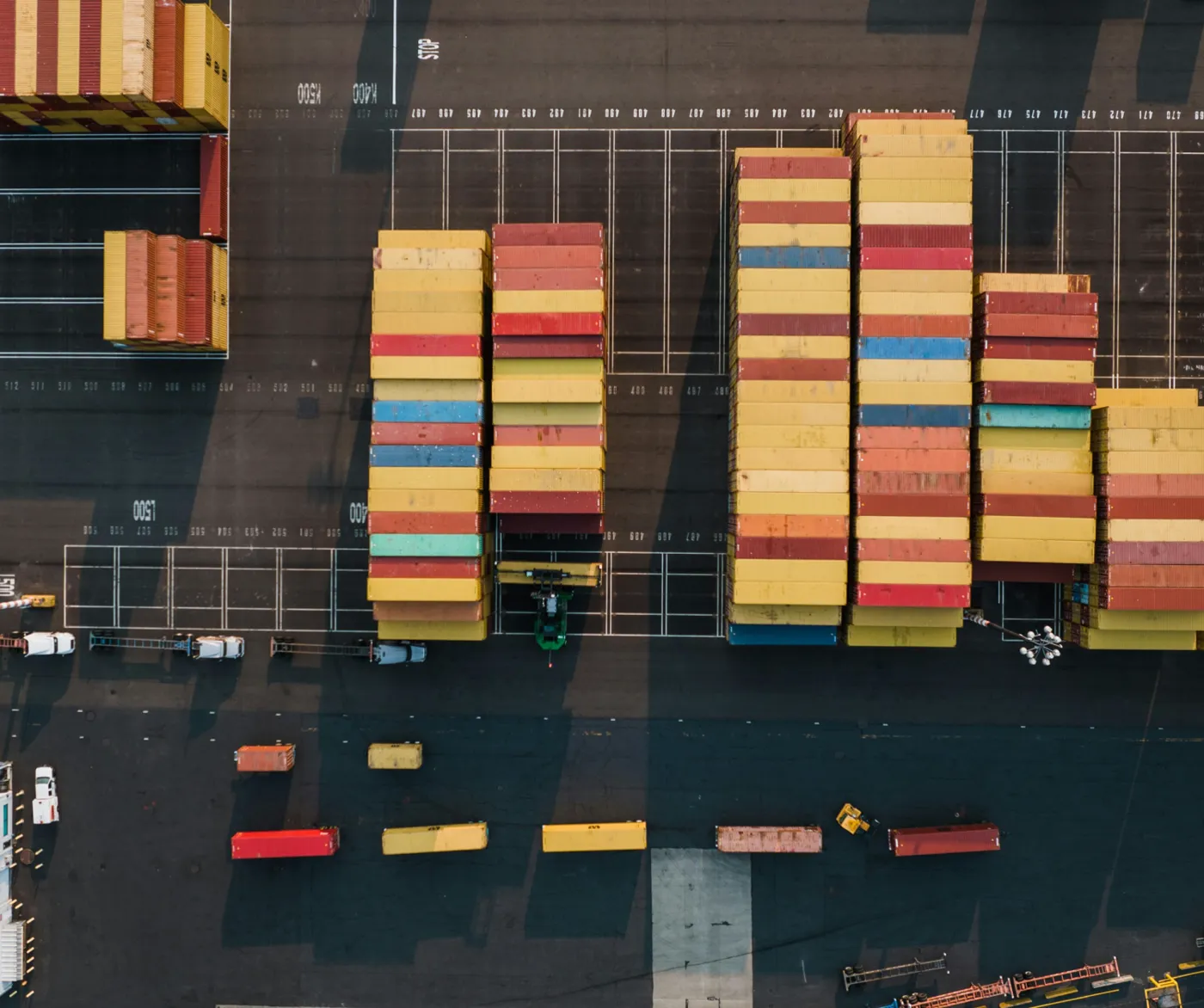 Shipping containers viewed from above