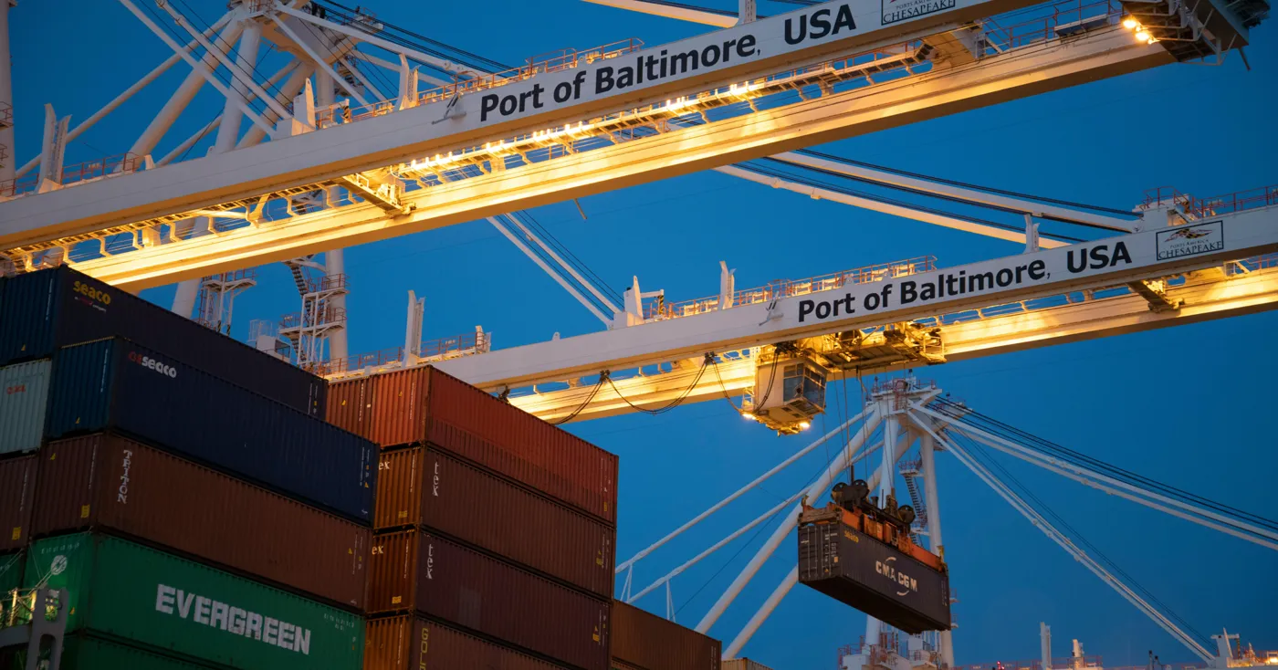 Container cranes at the Port of Baltimore
